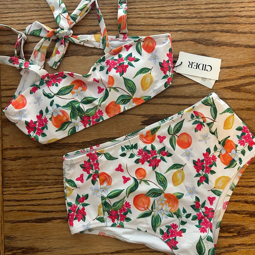 NWT Floral Fruit Print Bikini Set